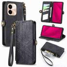 For vivo Y37 Pro Geometric Zipper Wallet Side Buckle Leather Phone Case(Black) - 1