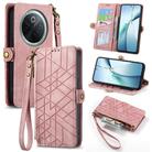 For vivo Y300 Pro Geometric Zipper Wallet Side Buckle Leather Phone Case(Pink) - 1