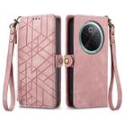 For vivo Y300 Pro Geometric Zipper Wallet Side Buckle Leather Phone Case(Pink) - 2