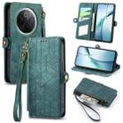 For vivo Y300 Pro Geometric Zipper Wallet Side Buckle Leather Phone Case(Green) - 1