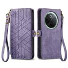 For vivo Y300 Pro Geometric Zipper Wallet Side Buckle Leather Phone Case(Purple) - 2