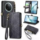 For vivo Y300 Pro Geometric Zipper Wallet Side Buckle Leather Phone Case(Black) - 1