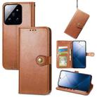 For Xiaomi 14T Retro Solid Color Buckle Leather Phone Case(Brown) - 1