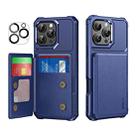 For iPhone 16 Pro Max ENKAY Hat-Prince Card Slot Wallet TPU Back Leather Phone Case with Lens Film(Dark Blue) - 1