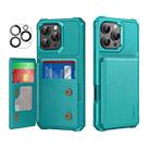 For iPhone 16 Pro Max ENKAY Hat-Prince Card Slot Wallet TPU Back Leather Phone Case with Lens Film(Cyan) - 1