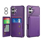 For iPhone 16 Plus ENKAY Hat-Prince Card Slot Wallet TPU Back Leather Phone Case with Lens Film(Purple) - 1