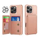 For iPhone 15 Pro Max ENKAY Hat-Prince Card Slot Wallet TPU Back Leather Phone Case with Lens Film(Rose Gold) - 1