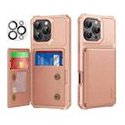 For iPhone 15 Pro ENKAY Hat-Prince Card Slot Wallet TPU Back Leather Phone Case with Lens Film(Rose Gold) - 1