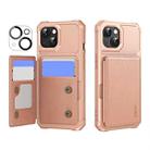 For iPhone 15 Plus ENKAY Hat-Prince Card Slot Wallet TPU Back Leather Phone Case with Lens Film(Rose Gold) - 1