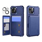 For iPhone 14 Plus ENKAY Hat-Prince Card Slot Wallet TPU Back Leather Phone Case with Lens Film(Dark Blue) - 1