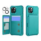 For iPhone 14 ENKAY Hat-Prince Card Slot Wallet TPU Back Leather Phone Case with Lens Film(Cyan) - 1