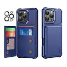 For iPhone 14 Pro Max ENKAY Hat-Prince Card Slot Wallet TPU Back Leather Phone Case with Lens Film(Dark Blue) - 1