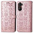 For vivo Y37 Cat and Dog Embossed Leather Phone Case(Rose Gold) - 2