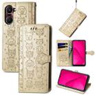 For vivo Y37 Cat and Dog Embossed Leather Phone Case(Gold) - 1