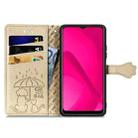 For vivo Y37 Cat and Dog Embossed Leather Phone Case(Gold) - 3