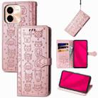 For vivo Y37 Pro Cat and Dog Embossed Leather Phone Case(Rose Gold) - 1