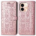 For vivo Y37 Pro Cat and Dog Embossed Leather Phone Case(Rose Gold) - 2