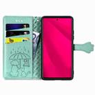 For vivo Y37 Pro Cat and Dog Embossed Leather Phone Case(Green) - 3