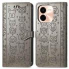 For vivo Y37 Pro Cat and Dog Embossed Leather Phone Case(Gray) - 2