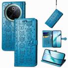 For vivo Y300 Pro Cat and Dog Embossed Leather Phone Case(Blue) - 1