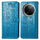 For vivo Y300 Pro Cat and Dog Embossed Leather Phone Case(Blue) - 2