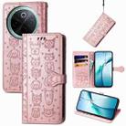 For vivo Y300 Pro Cat and Dog Embossed Leather Phone Case(Rose Gold) - 1