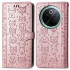 For vivo Y300 Pro Cat and Dog Embossed Leather Phone Case(Rose Gold) - 2