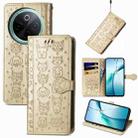 For vivo Y300 Pro Cat and Dog Embossed Leather Phone Case(Gold) - 1