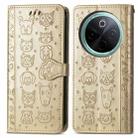 For vivo Y300 Pro Cat and Dog Embossed Leather Phone Case(Gold) - 2