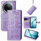 For vivo Y300 Pro Cat and Dog Embossed Leather Phone Case(Purple) - 1