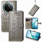 For vivo Y300 Pro Cat and Dog Embossed Leather Phone Case(Gray) - 1