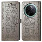 For vivo Y300 Pro Cat and Dog Embossed Leather Phone Case(Gray) - 2