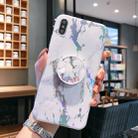 Laser Marble Anti-drop TPU Protection Back Cover for iPhone XR, with Folding Holder(White) - 1