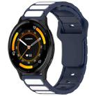 For Garmin Watch 22mm Two Color I-Shaped Silicone Watch Band(Midnight Blue + White) - 1