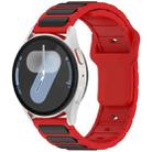 For Samsung Galaxy Watch 20mm Two Color I-Shaped Silicone Watch Band(Red + Black) - 1