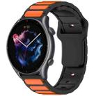 For Amazfit Bip 5 / GTR 4 / GTR 3 Flat Head Dual Color 22mm Quick Release Silicone Watch Band(Black Orange) - 1