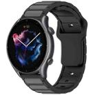 For Amazfit Bip 5 / GTR 4 / GTR 3 Flat Head Dual Color 22mm Quick Release Silicone Watch Band(Black Gray) - 1