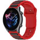 For Amazfit Bip 5 / GTR 4 / GTR 3 Flat Head Dual Color 22mm Quick Release Silicone Watch Band(Red Black) - 1