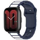 For Amazfit Active / GTR Mini / Bip 3 Flat Head Dual Color 20mm Quick Release Silicone Watch Band(Midnight Blue White) - 1