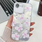 For iPhone 16e Plating Texture Butterfly TPU Phone Case with Glitter Lens Film(Pink Butterflies HU5) - 1