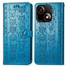 For ZTE Blade A35e 4G Cat and Dog Embossed Leather Phone Case(Blue) - 2