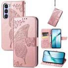 For ZTE Nubia S 5G Butterfly Love Flower Embossed Leather Phone Case(Rose Gold) - 1