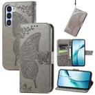 For ZTE Nubia S 5G Butterfly Love Flower Embossed Leather Phone Case(Gray) - 1