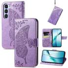 For ZTE Nubia S 5G Butterfly Love Flower Embossed Leather Phone Case(Lavender) - 1