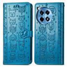 For OnePlus Ace 3 Pro Cat and Dog Embossed Leather Phone Case(Blue) - 2