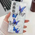 For Samsung Galaxy S24 5G Plating Texture Butterfly TPU Phone Case with Glitter Lens Film(Blue Butterflies HU3) - 1