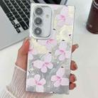 For Samsung Galaxy S24+ 5G Plating Texture Butterfly TPU Phone Case with Glitter Lens Film(Pink Butterflies HU5) - 1