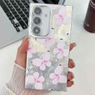 For Samsung Galaxy S25+ 5G Plating Texture Butterfly TPU Phone Case with Glitter Lens Film(Pink Butterflies HU5) - 1