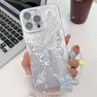 For iPhone 16 Pro Plating Texture Butterfly Wristband TPU Phone Case with Glitter Lens Film(Silver Butterflies HU6) - 1