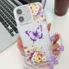 For iPhone 16 Plus Plating Texture Butterfly Wristband TPU Phone Case with Glitter Lens Film(Flowers Butterflies HU1) - 1